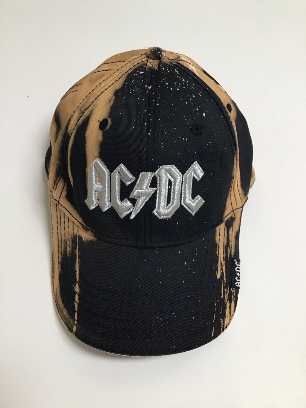AC/DC Back in Black Cap Dyed Hat Metallic Embroidery Adjust Angus Young Vintage